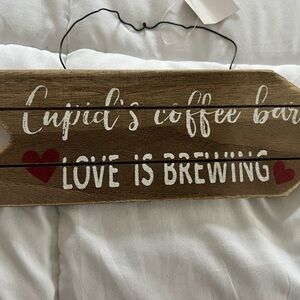 New Wooden Cupid's heart Coffee Bar Sign
